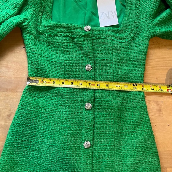 Zara green tweed dress size XS - Picture 4 of 9
